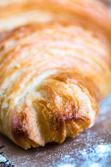 croissant close up view in the bakery