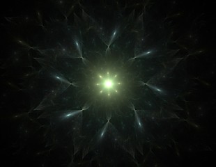 Elementary Particles series. Interplay of abstract fractal forms on the subject of nuclear physics science and graphic design.