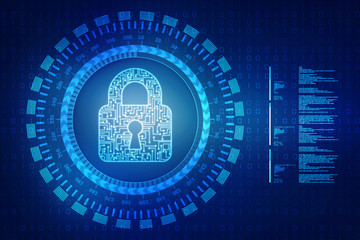 Safety concept: Closed Padlock on digital background