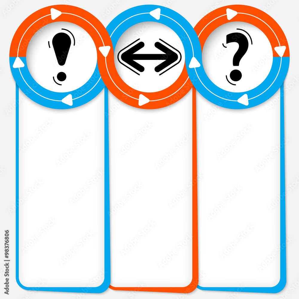 Poster three connected frames for your text and symbols