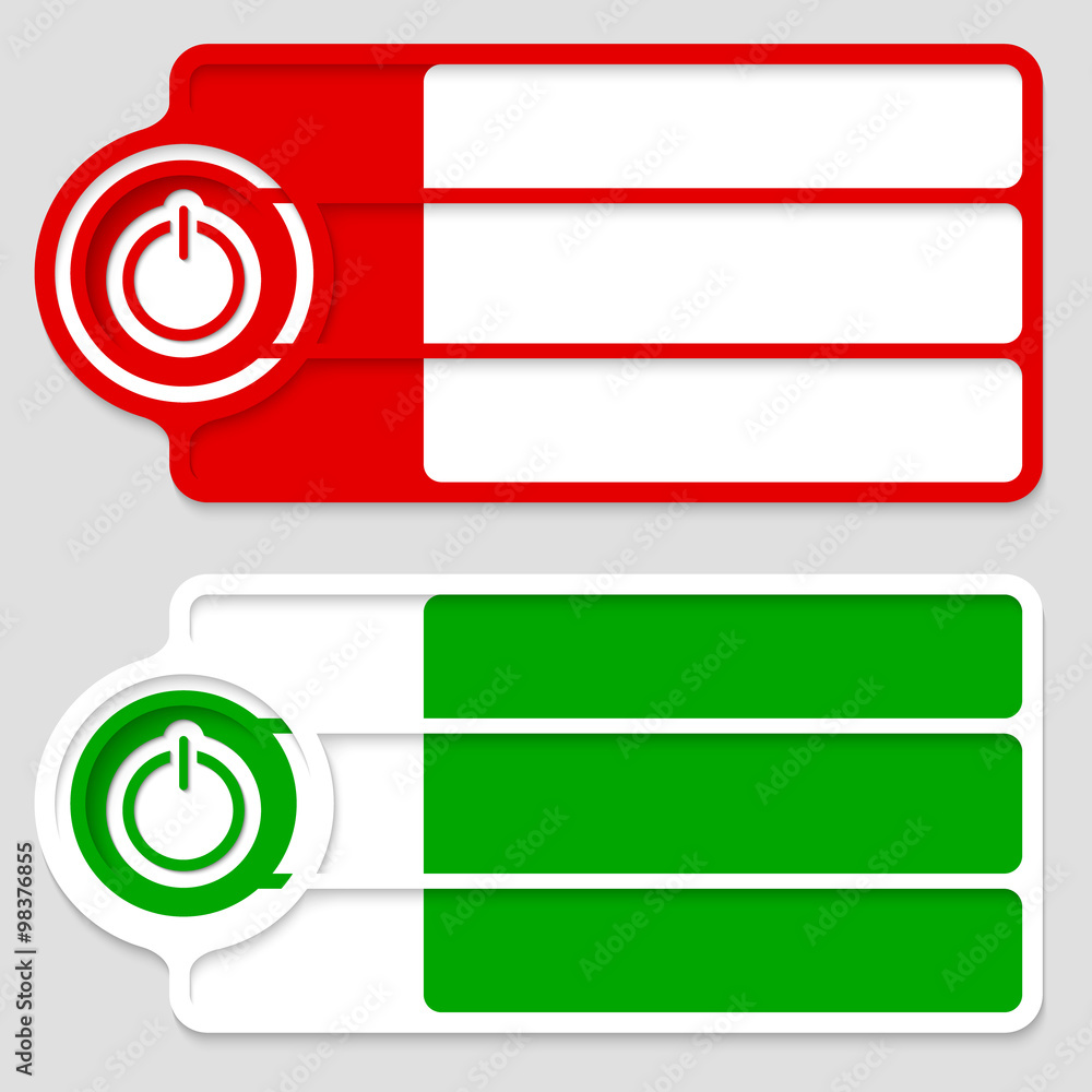 Poster colored boxes for your text and power button