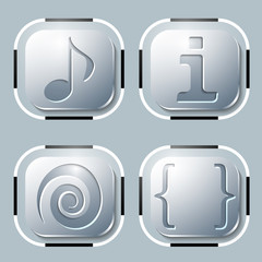 Set of four icon and currencies symbols