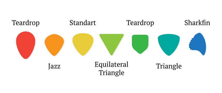 Picks &bull; Teardrop, Jazz, Standart, Equilateral Triange, Teardrop, Triangle, Sharkfin - Isolated Vector Illustration