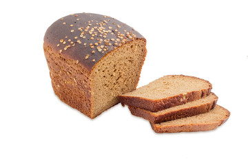 Brown bread with coriander on a light background