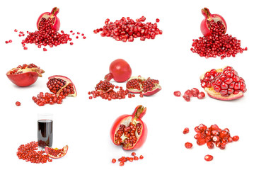 Group of pomegranates isolated on a white.