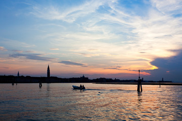 Venice Italy skyline after sunset