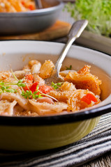 Pasta with squid and vegetables