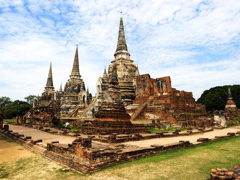 Antike Tempelanlage  wat phra si sanphet in Ayutthaya, Thailand