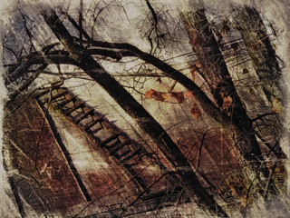 painting autumn with stairs