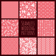 Set of seamless patterns for wedding decoration