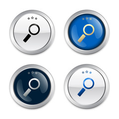 Best deal seals or icons with magnifying glass symbol. Glossy silver seals or buttons.