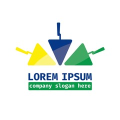 Building house logo with trowel. Business icon for the company. Logo for workshop, household create major overhaul. isolated on white background. Vector illustration.