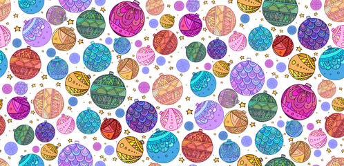 Seamless texture with colorful Christmas balls 