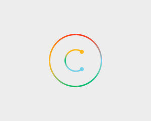 Abstract letter C logo design template. Colorful lined creative sign. Universal vector icon.