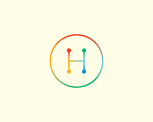 Abstract letter H logo design template. Colorful lined creative sign. Universal vector icon.