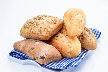 bread with spices on rustic napkin
