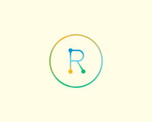 Abstract letter R logo design template. Colorful lined creative sign. Universal vector icon.