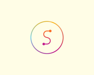 Abstract letter S logo design template. Colorful lined creative sign. Universal vector icon.