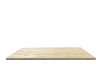 Empty top of wood laminate floor table or counter isolated on white background. For product display