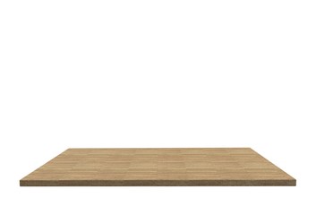 Empty top of hardwood floor table or counter isolated on white background. For product display