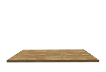 Empty top of wood  floor table or counter isolated on white background. For product display