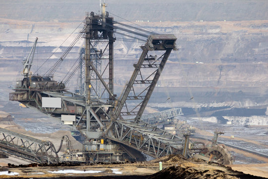 Mining machine in an open pit mine.