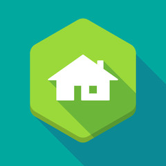 Long shadow hexagon icon with a house