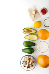 Ingredients for seafood salad  vertical