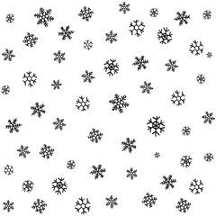 hand drawn snowflakes Christmas ornaments made from decorative snowflakes vector sketch illustration Christmas background with grey snowflakes on white background