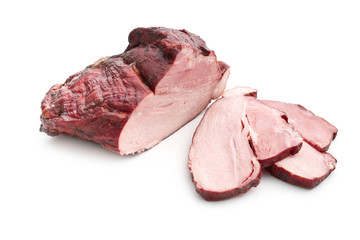 sliced smoked pork meat