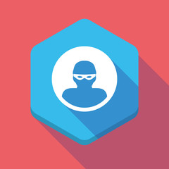 Long shadow hexagon icon with a thief