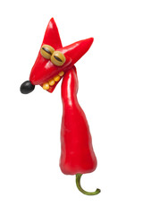 Fox made of pepper on isolated background