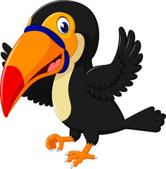 Fototapeta premium Cartoon happy bird toucan 