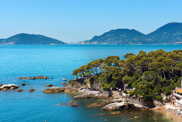 Fiascherino Beach - Golfo dei Poeti Liguria / Fiascherino beach, near Lerici, La Spezia in the...