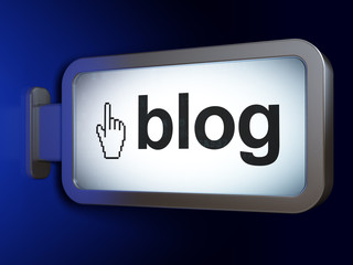Web design concept: Blog and Mouse Cursor on billboard background