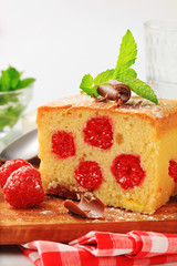 Raspberry sponge cake slice