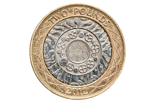 British Two Pound Coin Isolated On White