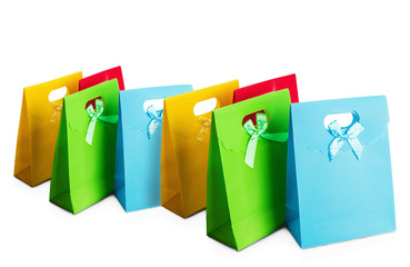 colorful shopping bags isolated on white