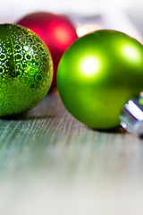 Red and Green Christmas Ornaments Background