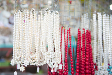 ornament made from pearls in souvenir shop