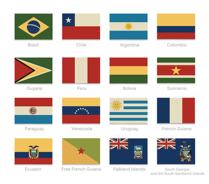 South America Flags Vintage Colors