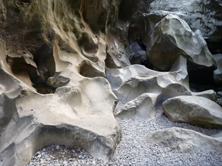 eroded rock formation in Sa calobra canyon