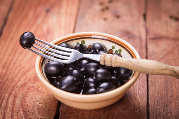black olive in dish