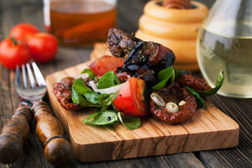 Salad with beef meat and vegetables