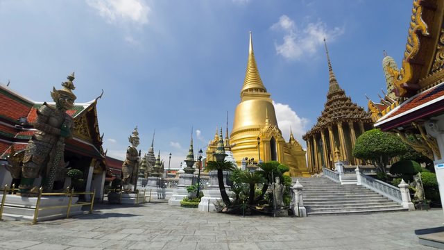 4K Time-Lapse of Wat Phra Kaew and Grand Palace during day light. (No people)