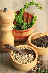 Green seeds with dried pepper
