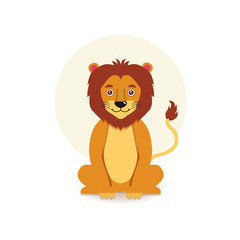 Obraz na płótnie Canvas Vector cartoon animal character. Sitting lion. Children illustration. Vector image.