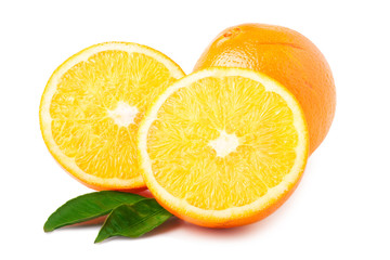 Orange fruit sliced isolated on white background
