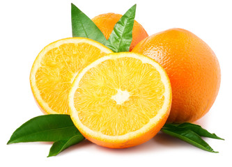 Orange fruit sliced isolated on white background