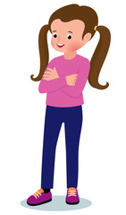 Portrait of a little girl in full growth on a white background/Stock vector illustration of a portrait of a little girl in full growth on a white background